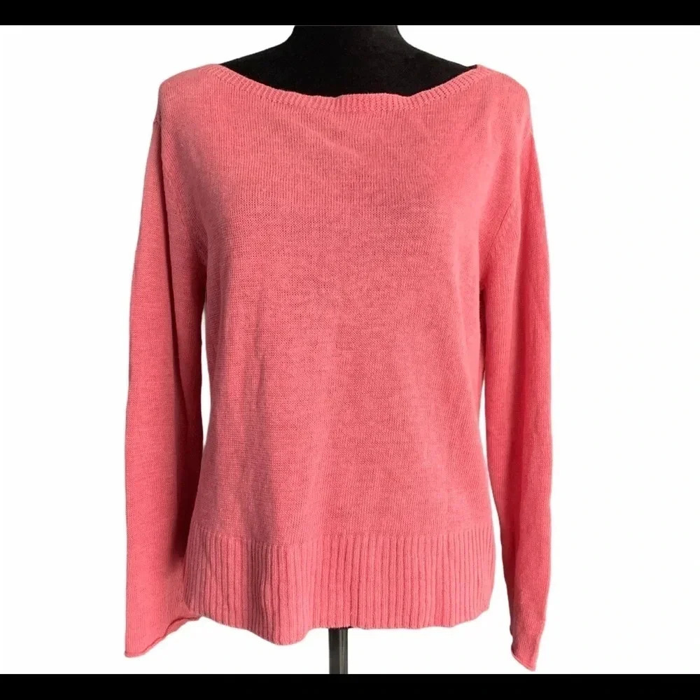 Eileen Fisher Linen Boxy Long Sleeve Pullover Top